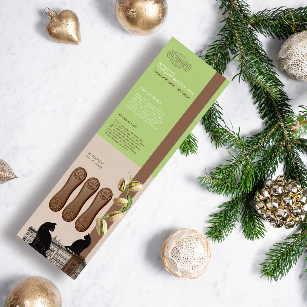 Gerbeaud Cat`s tongue with salted pistachio filling75g (12 pieces)